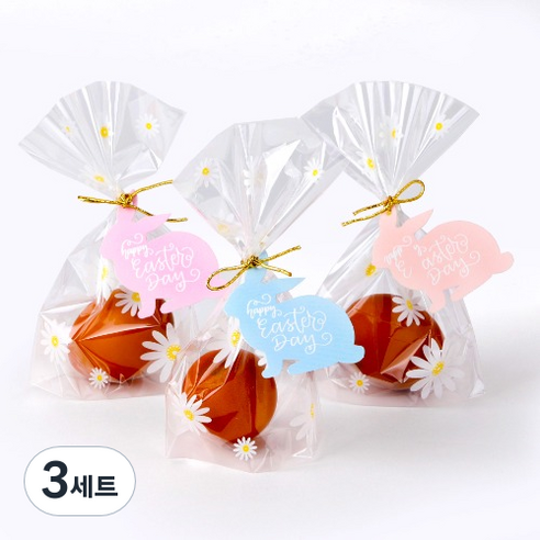 인디케이 부활절 버니텍 50p + 비닐 50p + 골드타이 50p 세트, 혼합색상, 3세트