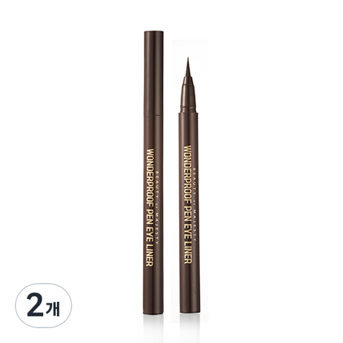 비오엠 원더프루프 펜 아이라이너 0.5g, 02 원더브라운, 2개