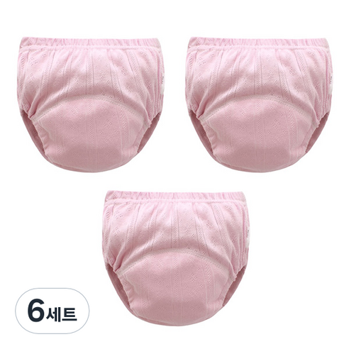 조이멀티 아동용 펀칭 단색파스텔 배변훈련팬티, 진핑크, 6세트