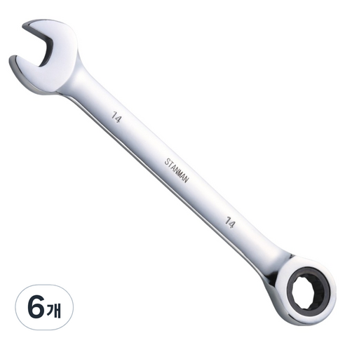 스탠맨 기어라쳇렌치 스패너 14mm, 6개