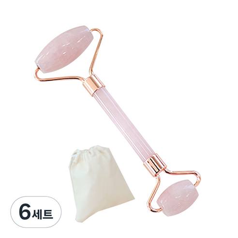 호스커스 페이스롤러 + 파우치 세트, 6세트, 로즈쿼츠