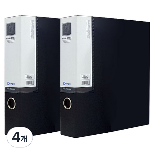 영오 합지 D링 바인더 A4 7cm, 흑색, 4개