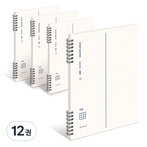 뮤니드 It spring 좌철 2분할 그리드 노트, 화이트, 12권