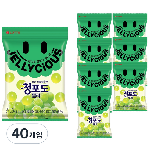 롯데제과 청포도 젤리, 72g, 40개입