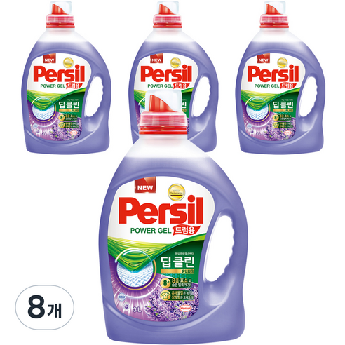 퍼실 딥 클린 라벤더젤 드럼용 액상세제 본품, 3L, 8개