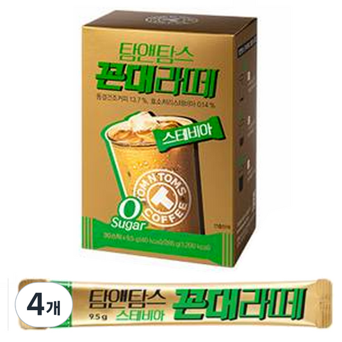 탐앤탐스 꼰대라떼 스테비아 커피믹스 285g, 30개입, 4개