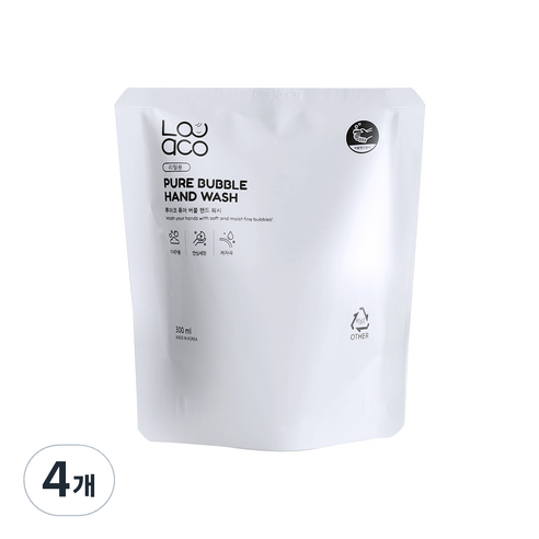 루아코 퓨어버블 핸드워시 리필, 4개, 300ml