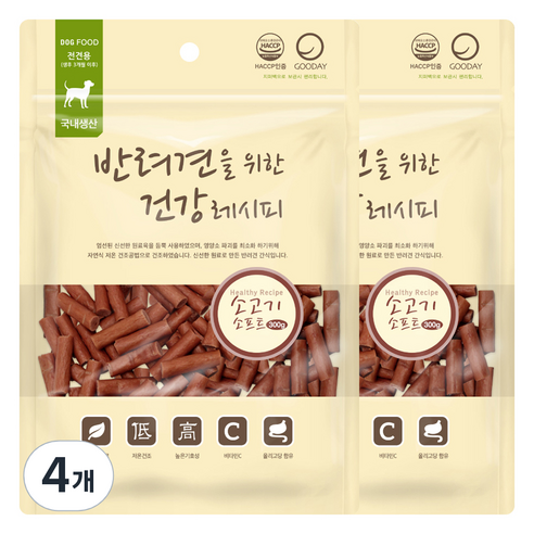굿데이 강아지 건강레시피 간식, 소고기소프트, 300g, 4개