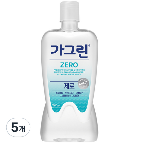 가그린 제로 구강청결제, 1200ml, 5개