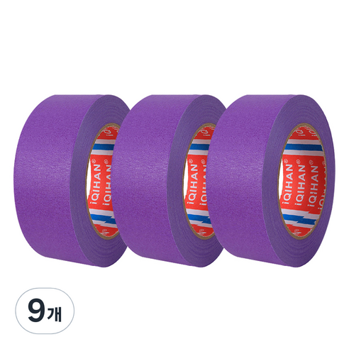 iQIHAN 다다 칼라 마스킹 종이테이프 25mm x 15m, 퍼플, 9개