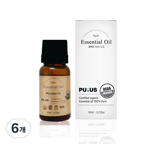 퓨어스 유기농 만다린오일, 10ml, 6개