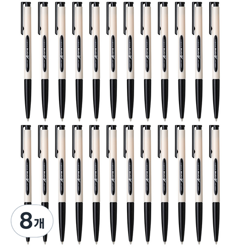 라인플러스 에이원 볼펜 0.5mm 12p, 흑색, 8개