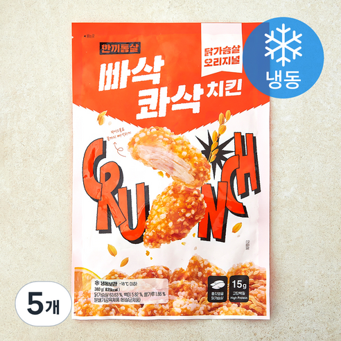 한끼통살 빠삭콰삭치킨 닭가슴살 오리지널 (냉동), 380g, 5개