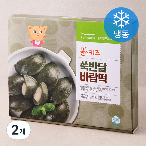 풀무원 풀스키즈 쑥반달바람떡 (냉동), 420g, 2개