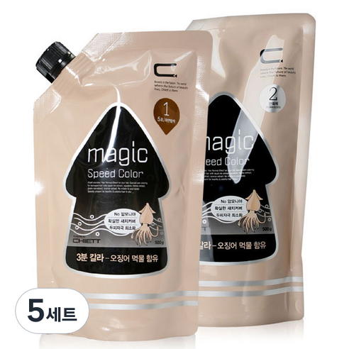 에비뉴 쉬에뜨 매직 스피드 칼라염색크림 1제 500ml + 2제 500ml, 자연 밤색, 5세트