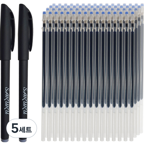 사루루 기화펜 2p + 리필심 100p 0.38mm 뾰족심, 파란색, 5세트
