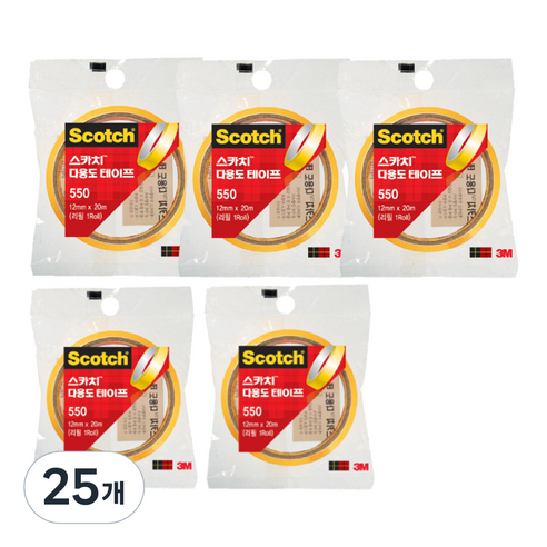 쓰리엠 스카치 다용도 테이프 550 리필 76.2mm 12mm x 20m, 투명, 25개
