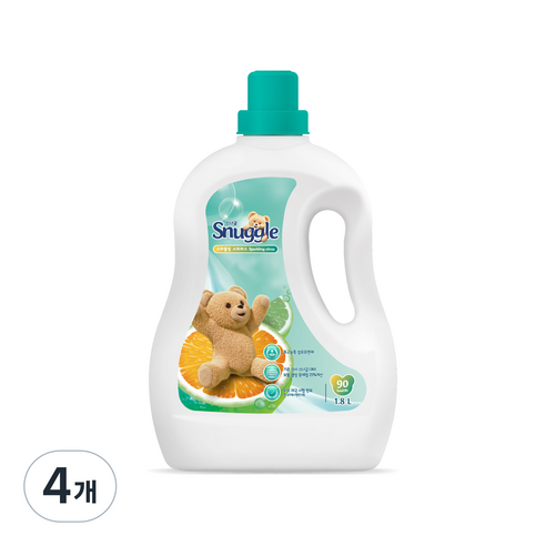 스너글 초고농축 섬유유연제 스파클링 시트러스 본품, 1.8L, 4개