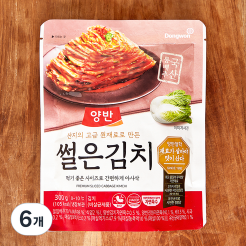 양반 썰은김치, 300g, 6개