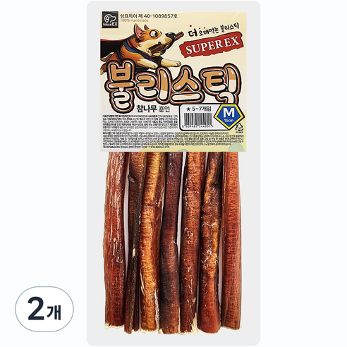 네츄럴이엑스 강아지 불리스틱 슈퍼렉스 간식 M 15cm, 95g, 2개, 소