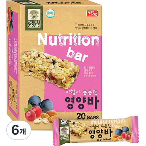 엄마사랑 아침이 든든한 시리얼 영양바, 500g, 6개