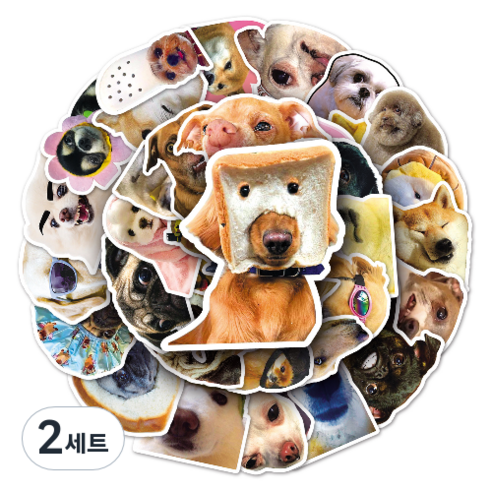 문곰상점 감성 다이어리 꾸미기 캐리어 스티커 50종 세트, 귀여운 강아지, 2세트