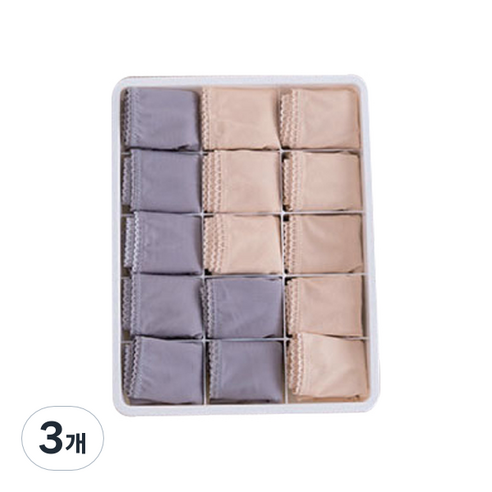칸칸이 다용도 속옷정리함 양말수납함 15칸, 화이트, 3개