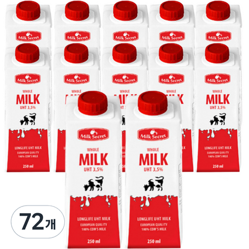 믈레코비타 밀크시크릿 멸균우유, 250ml, 72개