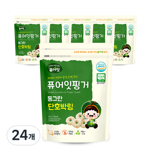 퓨어잇 핑거 동그란 야채링 40g, 단호박, 24개