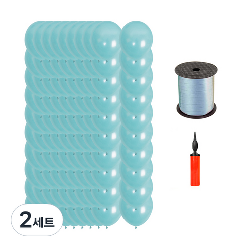 마켓감성 캔디 펄 풍선 30cm 100p + 펌프 랜덤발송 + 리본끈, 민트, 2세트