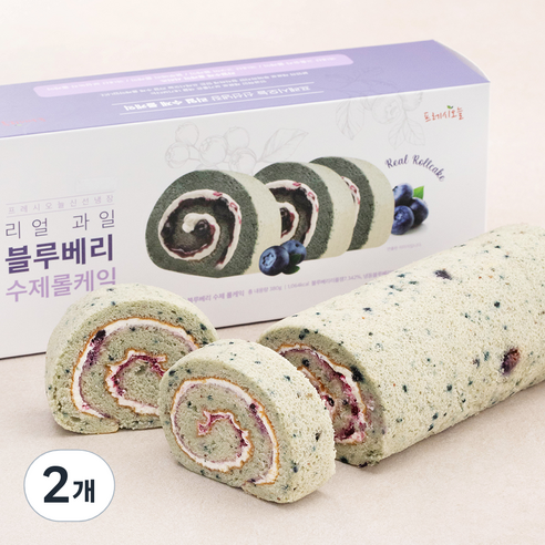프레시오늘 신선냉장 리얼 과일 블루베리 수제 롤케익, 380g, 2개