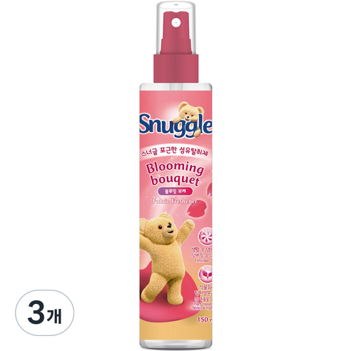 스너글 포근한 섬유탈취제 블루밍 부케 본품, 150ml, 3개
