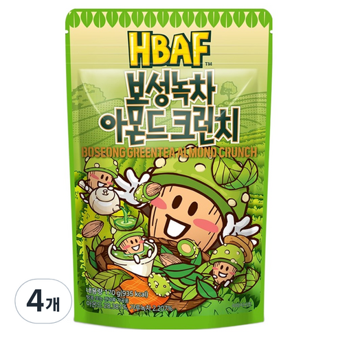 바프 보성녹차 아몬드 크런치, 170g, 4개