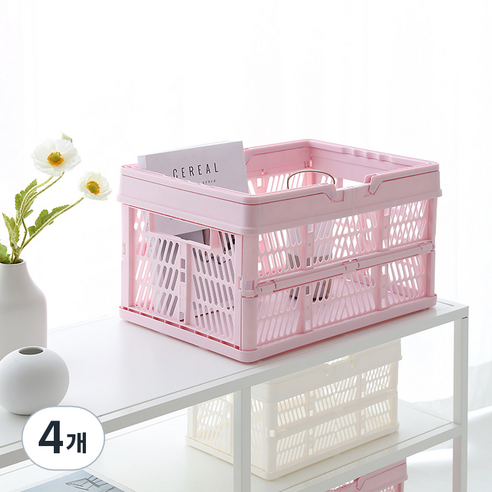 마켓비 KONTINO 폴딩바스켓, 원톤핑크, 33L, 4개