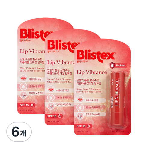 블리스텍스 립 바이브런스 립밤 3.69g, 로즈레드, 6개