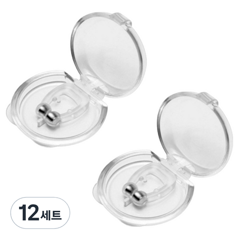 포근상점 숙면 코클립 자석 마그네틱 비강 클립 반투명 세트, 12세트