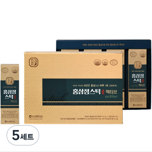 한삼인 홍삼정스틱 액티브 32p + 쇼핑백, 320ml, 5세트