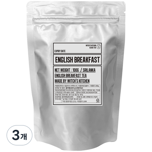 마녀의부엌 잉글리쉬 블랙퍼스트 밀크티용 홍차, 100g, 3개, 1개입