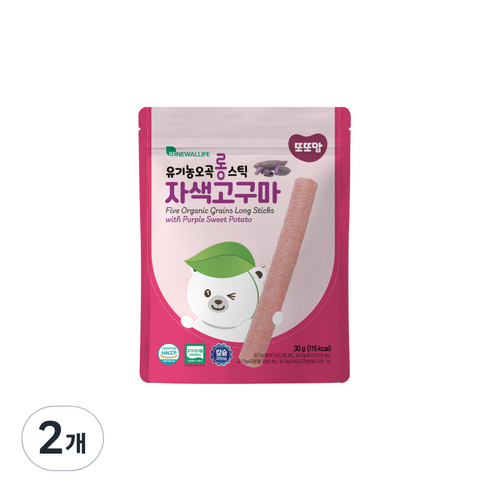 또또맘 유아용 유기농 오곡 롱 스틱 과자 30g, 자색고구마, 2개