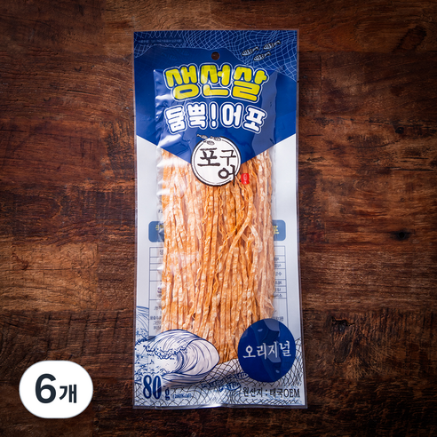 포구어 생선살 듬뿍 어포 오리지널, 80g, 6개