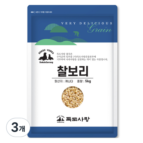 독도사랑 찰보리, 5kg, 3개