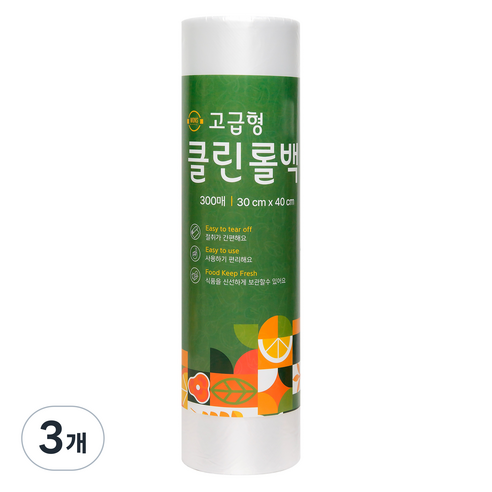 원스마켓 고급형 두꺼운 위생롤백 대형 30cm x 40cm, 대(L), 300개입, 3개