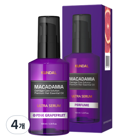 쿤달 울트라 헤어세럼 핑크자몽향, 100ml, 4개