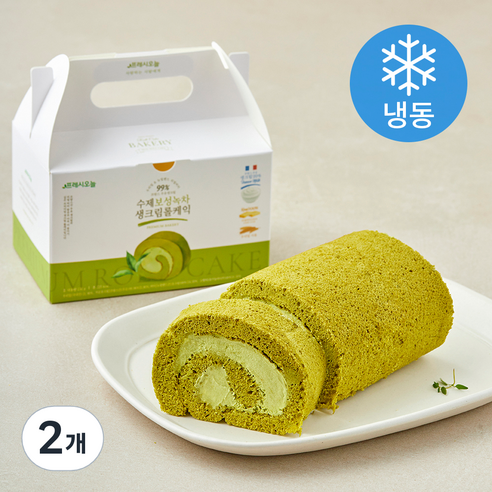 프레시오늘 우리밀 리얼버터 프랑스 우유생크림 99% 보성녹차 수제 롤케익 (냉동), 230g, 2개