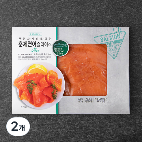 간편하게 바로먹는 훈제연어 슬라이스, 160g, 2개