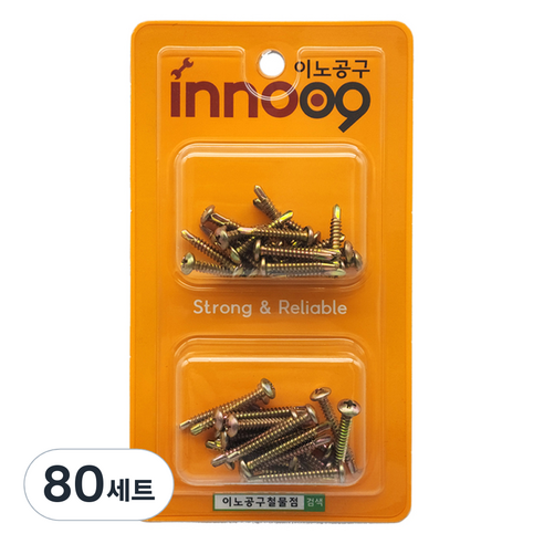 이노공구 천연색 둥근머리 직결나사 2종 세트 25mm 32mm 40pcs NIT213, 80세트