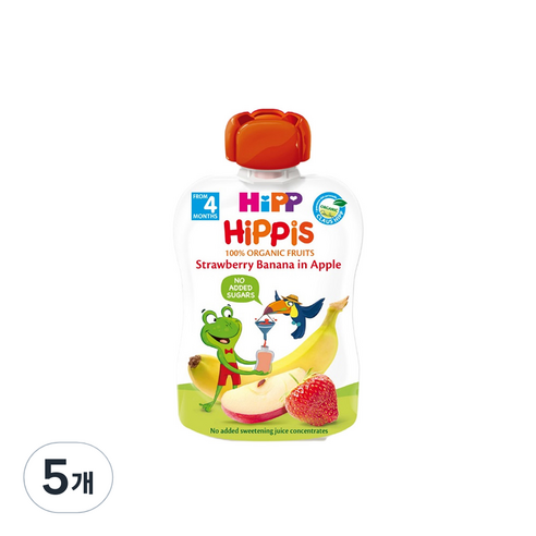 힙 스트로베리바나나 인 애플 이유식, 스트로베리 + 바나나 + 애플 혼합맛, 100g, 5개