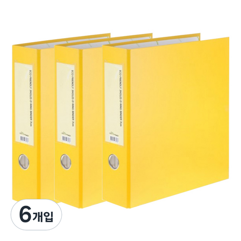 에코청운 에코 3공D링 바인다 7cm A4, 노랑, 6개