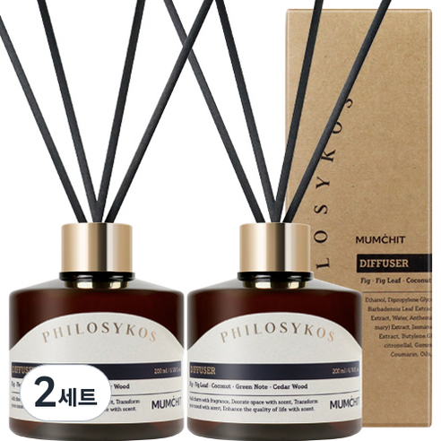 멈칫 바이오톡스 디퓨저 200ml x 2개 + 리드스틱 8개, 필로시코스, 400ml, 2세트
