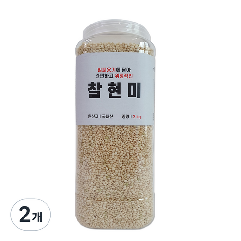 대한농산 통에담은 찰현미, 2kg, 2개